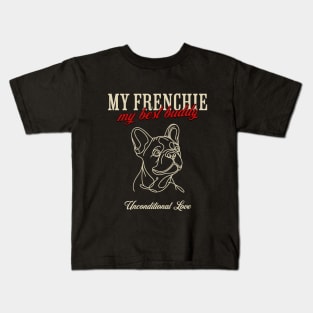 French bulldog monoline black, my best buddy, cute pet, Frenchie lovers or owners, dog lovers Kids T-Shirt